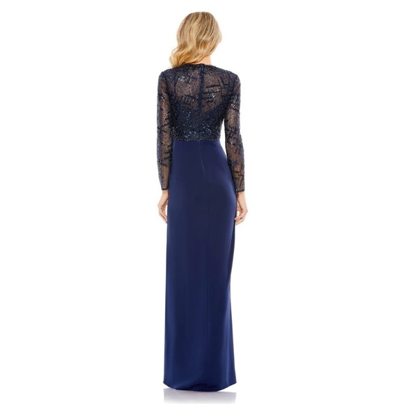 Mac Duggal 20340 NWT EMBELLISHED HIGH NECK BODICE FAUX WRAP GOWN - Picture 2 of 12